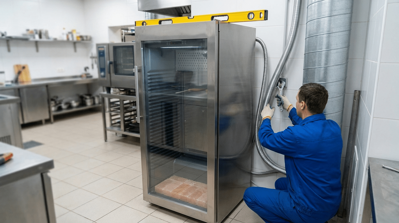 Profesyonel mutfakta dry aged dolabının elektrik ve havalandırma bağlantılarının yapılması