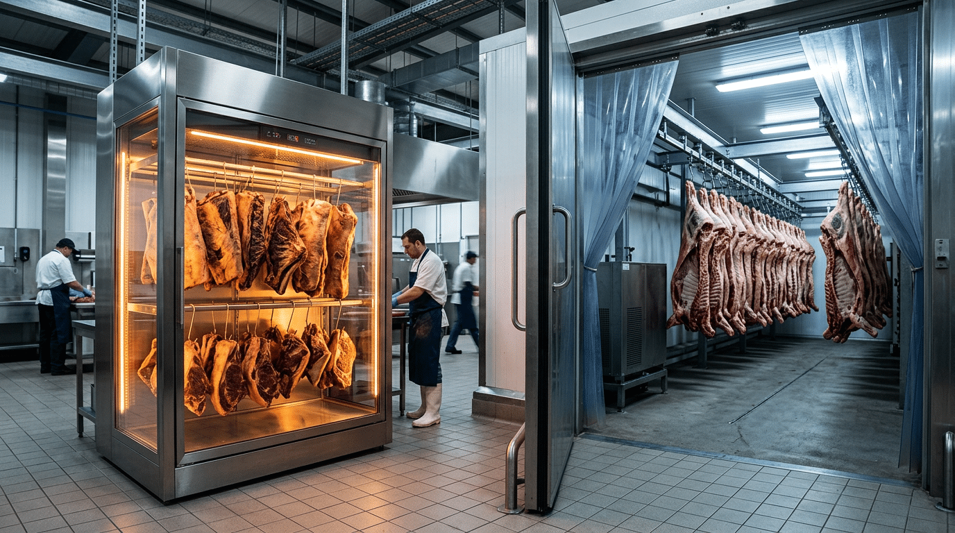 Cam kapaklı dry aged dolabı ile endüstriyel soğuk hava odası karşılaştırması