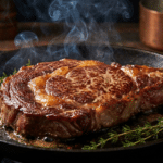 Döküm tavada mühürlenen kalın bifteğin kabuk oluşumu ve Maillard reaksiyonu